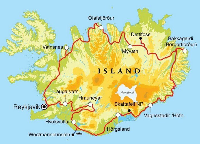 Karte von Island